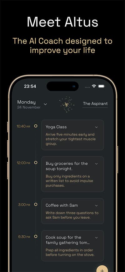 Altus App - Daily Ritual Timeline